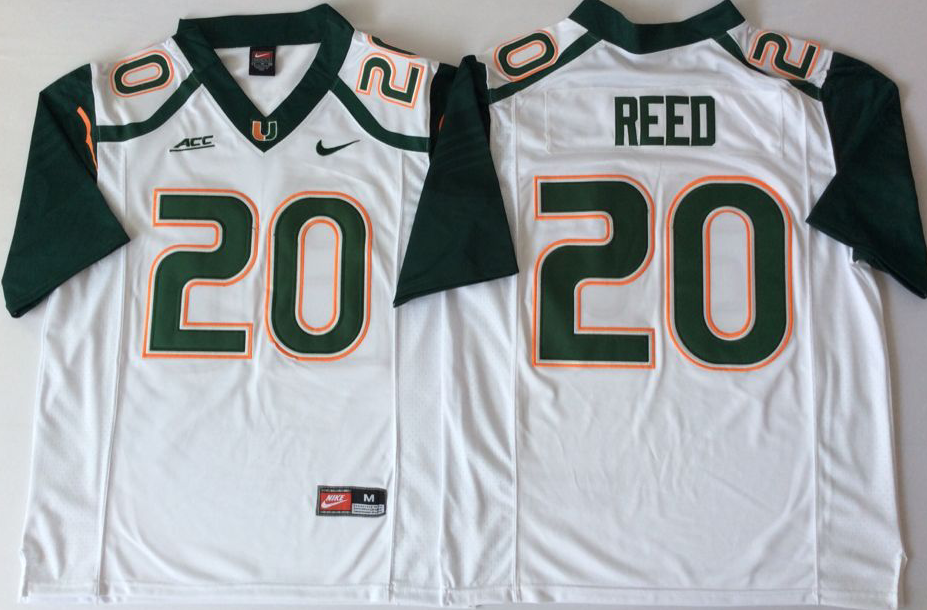 Men Miami Hurricanes 20 Reed White Nike Stitched NCAA Jersey